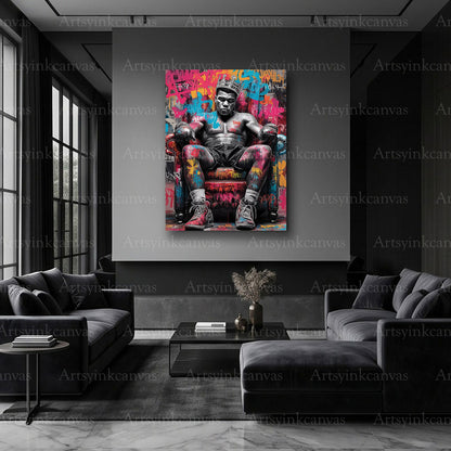 Muhammad Ali legend throne street art wall art
