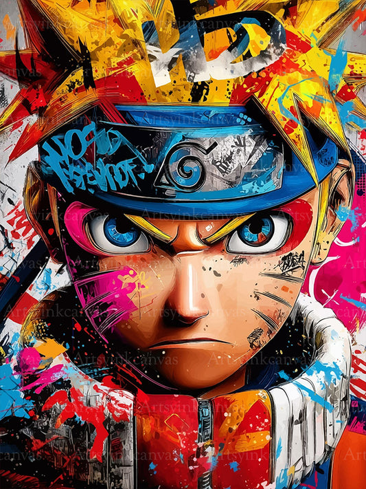 Naruto graffiti canvas wall art