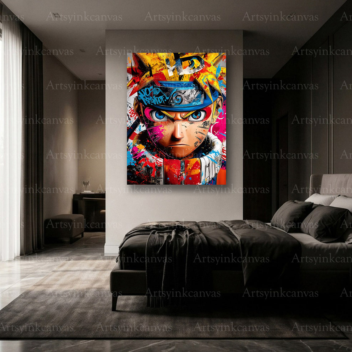 Premium Naruto graffiti character canvas art