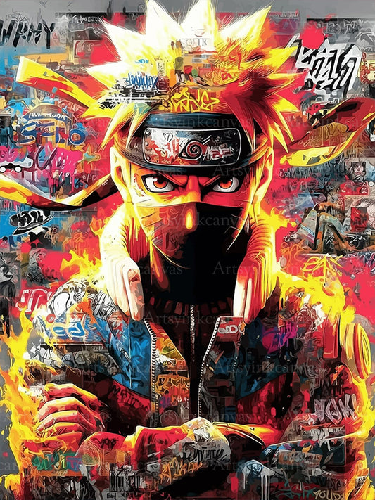 Naruto Kurama graffiti canvas wall art