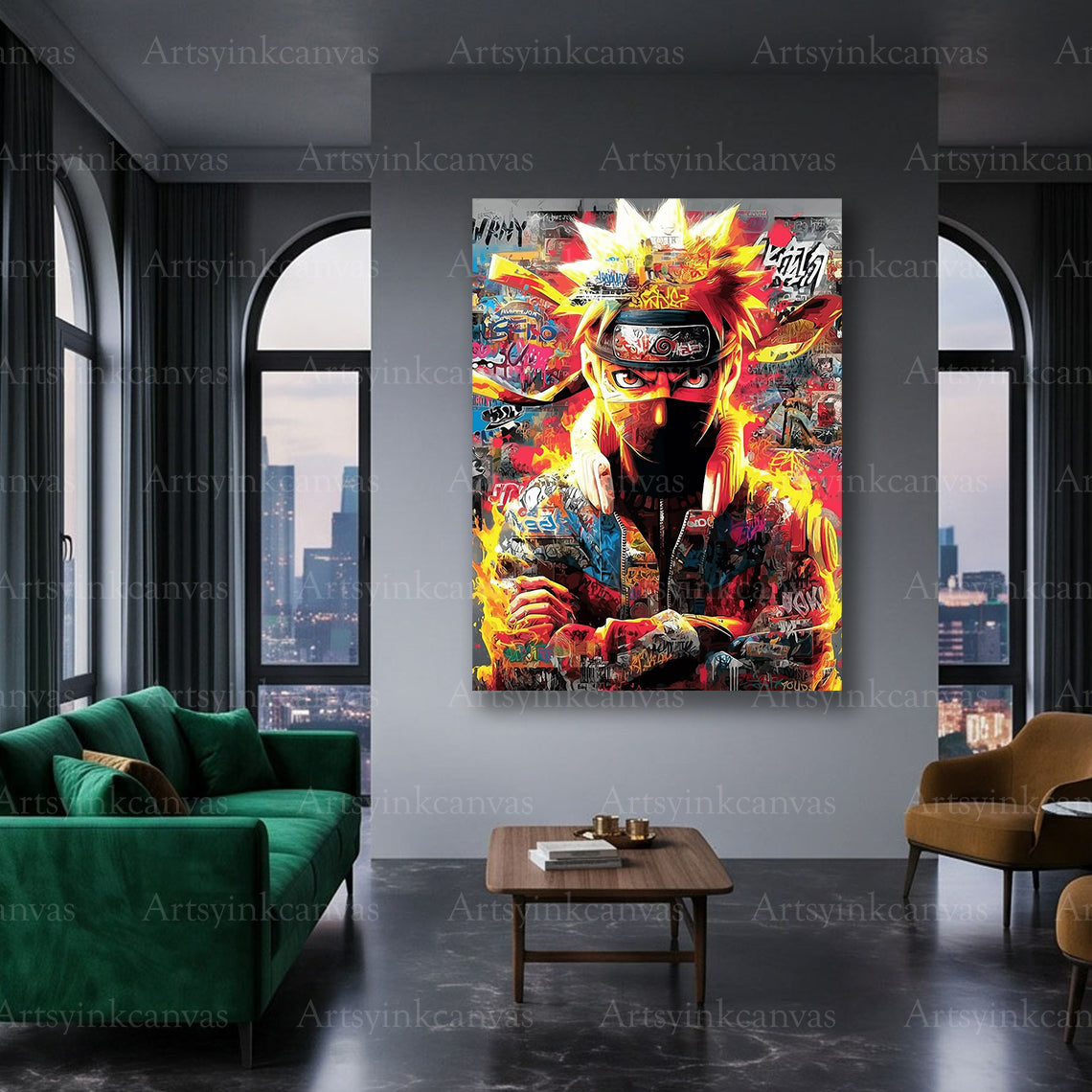 Kurama powerful anime canvas wall art