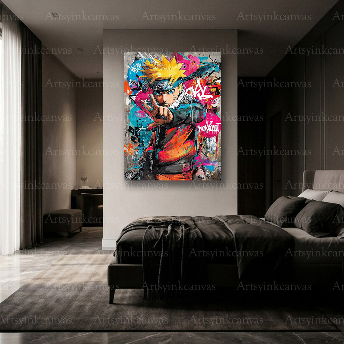 Premium Naruto Uzumaki graffiti wall art
