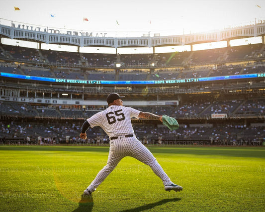 Nestor Cortes pitching in the sun New York Yankees canvas wall art