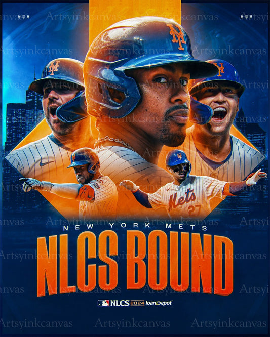 New York Mets 2024 NLCS Bound collage canvas wall art