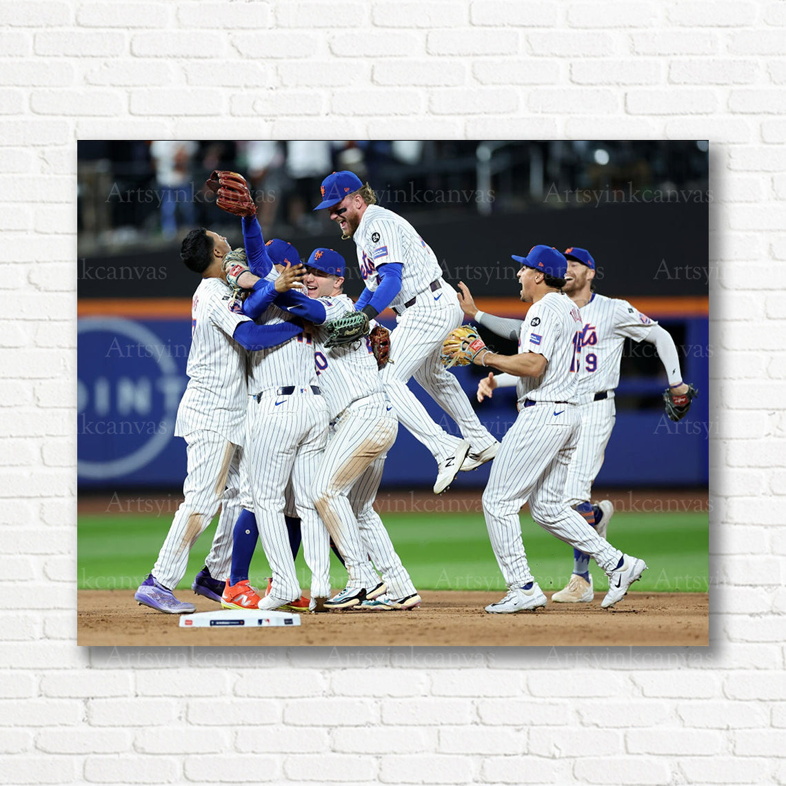 Mets playoff victory celebration canvas print