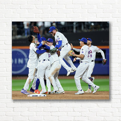 Mets playoff victory celebration canvas print