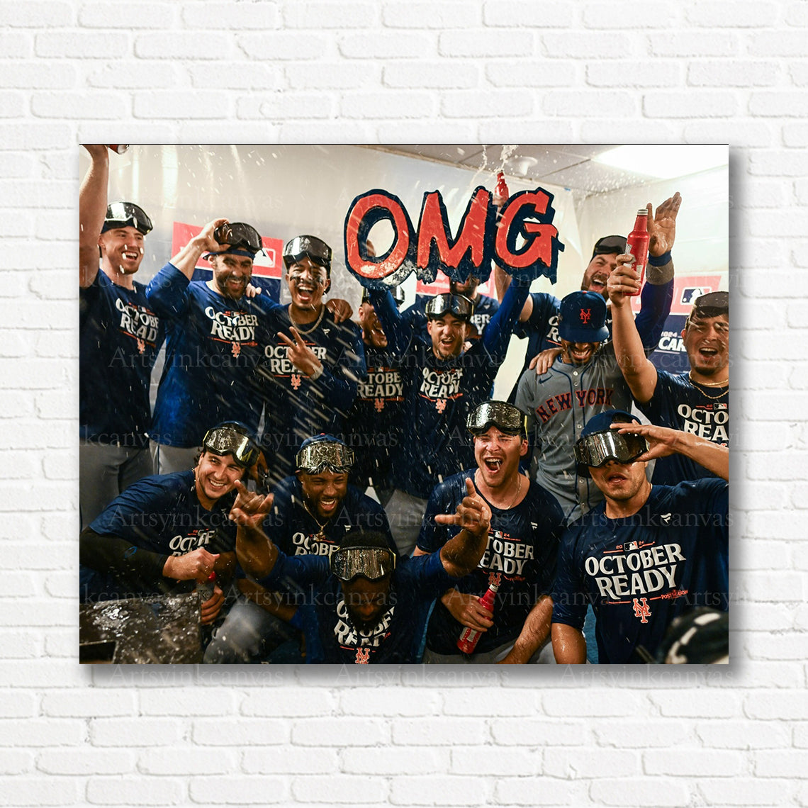 Mets 2024 playoff locker room celebration canvas print