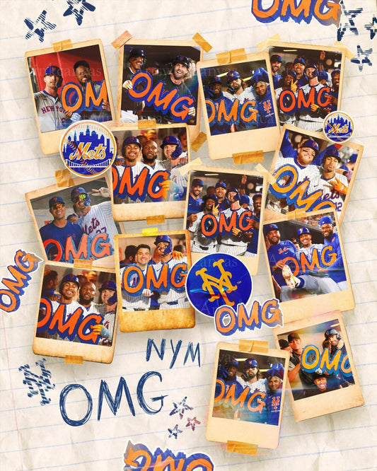 New York Mets 2024 OMG moments polaroids collage canvas wall art