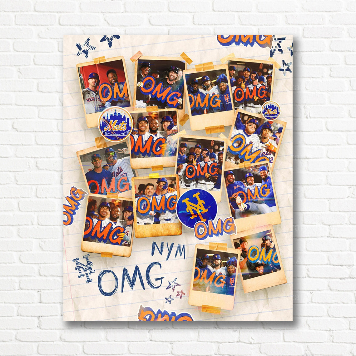 Mets 2024 unforgettable moments polaroid canvas print