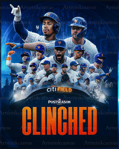 New York Mets 2024 postseason clinched collage canvas wall art