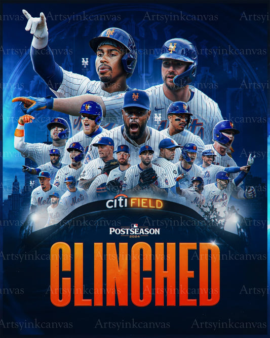 New York Mets 2024 postseason clinched collage canvas wall art