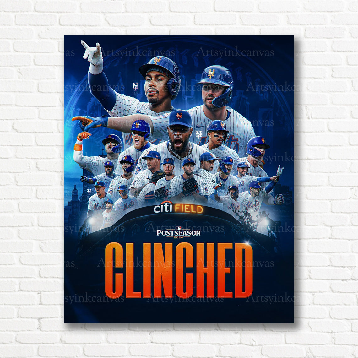Mets 2024 playoff clinch celebration canvas print