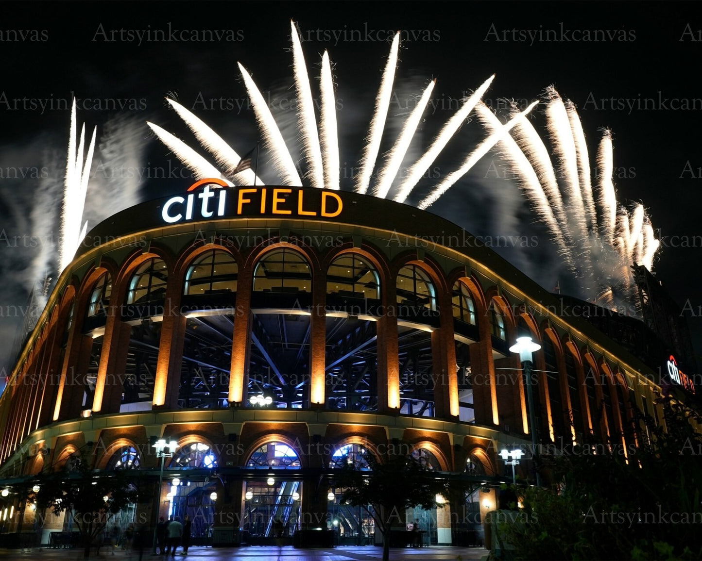 New York Mets Citi Field ball park fireworks canvas wall art