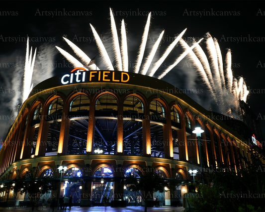 New York Mets Citi Field ball park fireworks canvas wall art