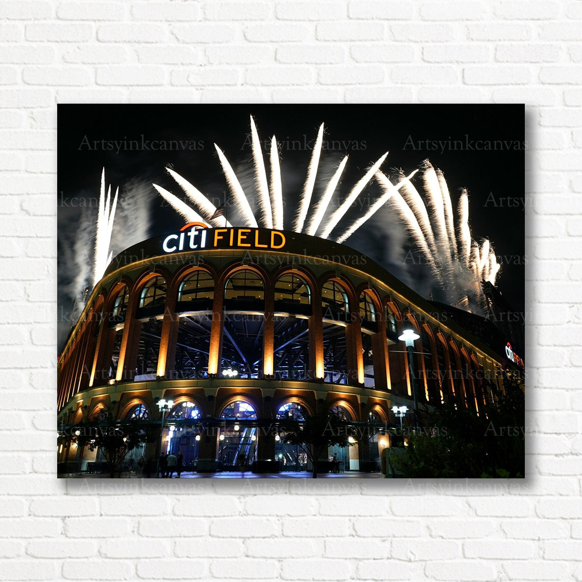 Citi Field Mets fireworks stadium canvas print