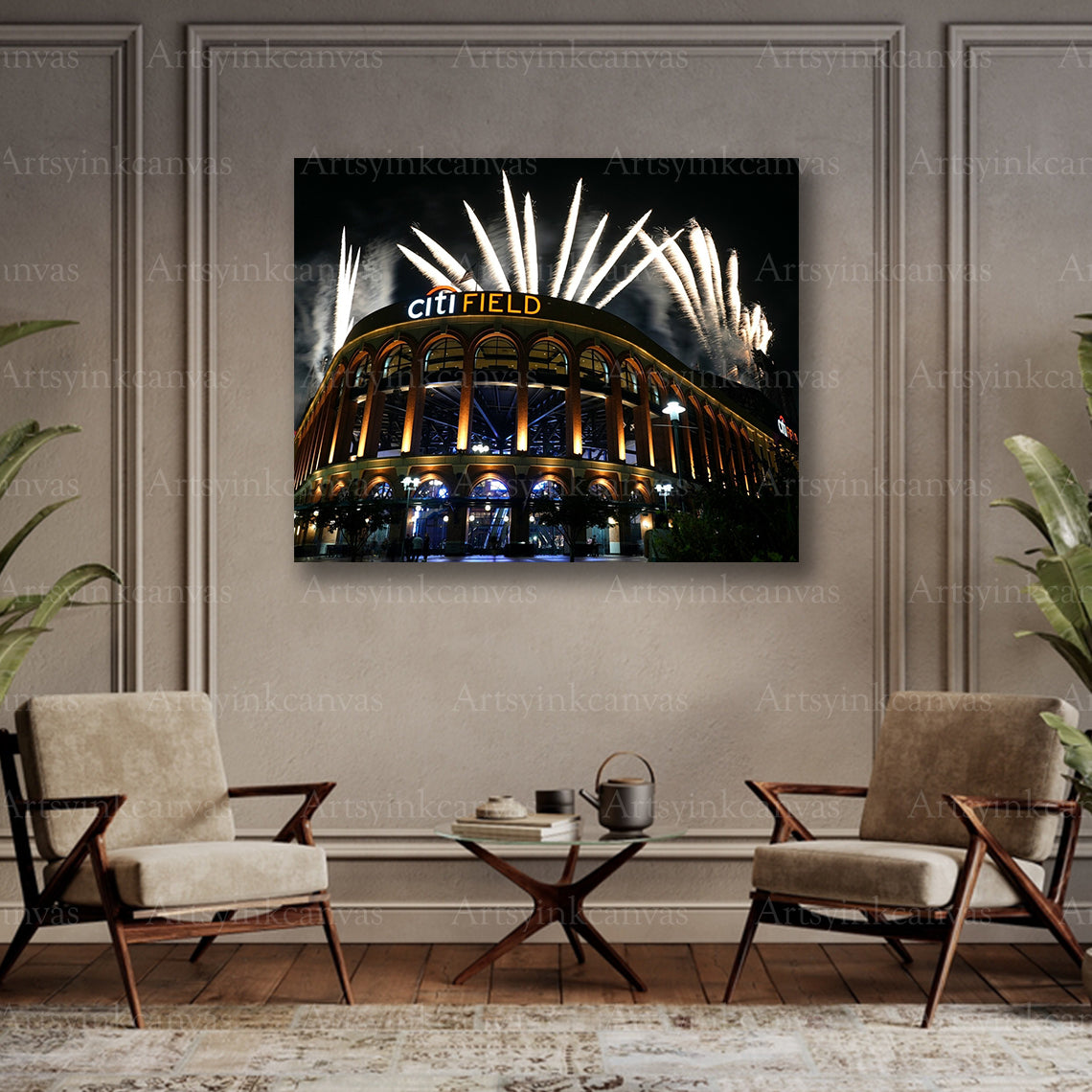 Citi Field night game collector canvas