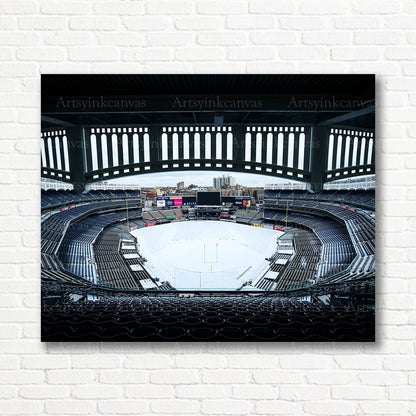 Yankees snow covered Yankee Stadium canvas print