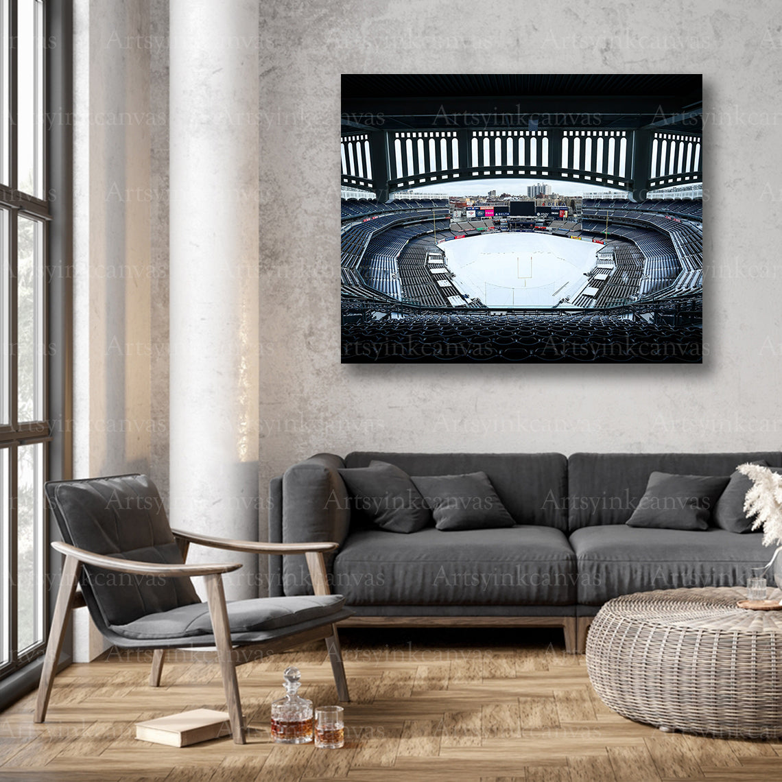 Yankee Stadium snow day baseball wall decor