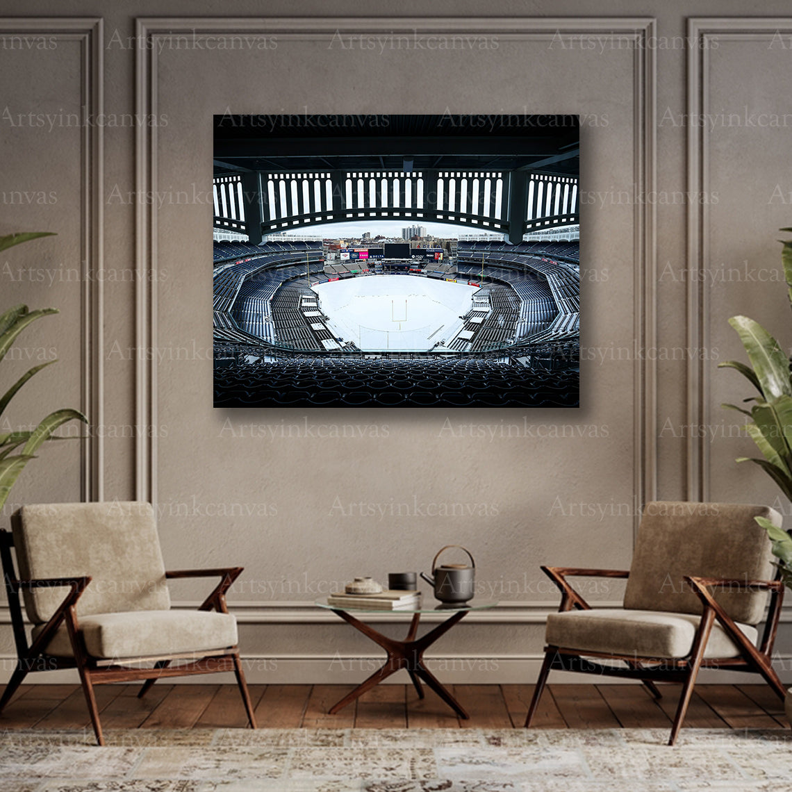 Yankees iconic stadium winter canvas art