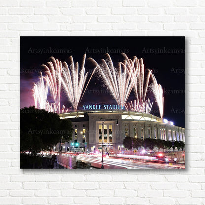 Yankee Stadium fireworks celebration canvas print