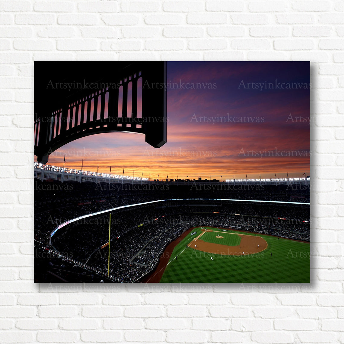 Yankee Stadium sunset New York baseball canvas print