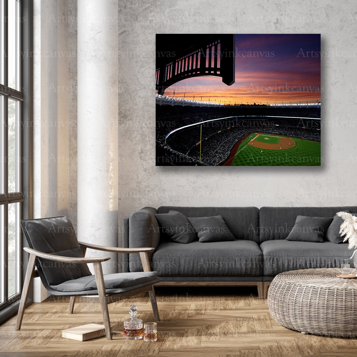 New York Yankees iconic ballpark sunset artwork