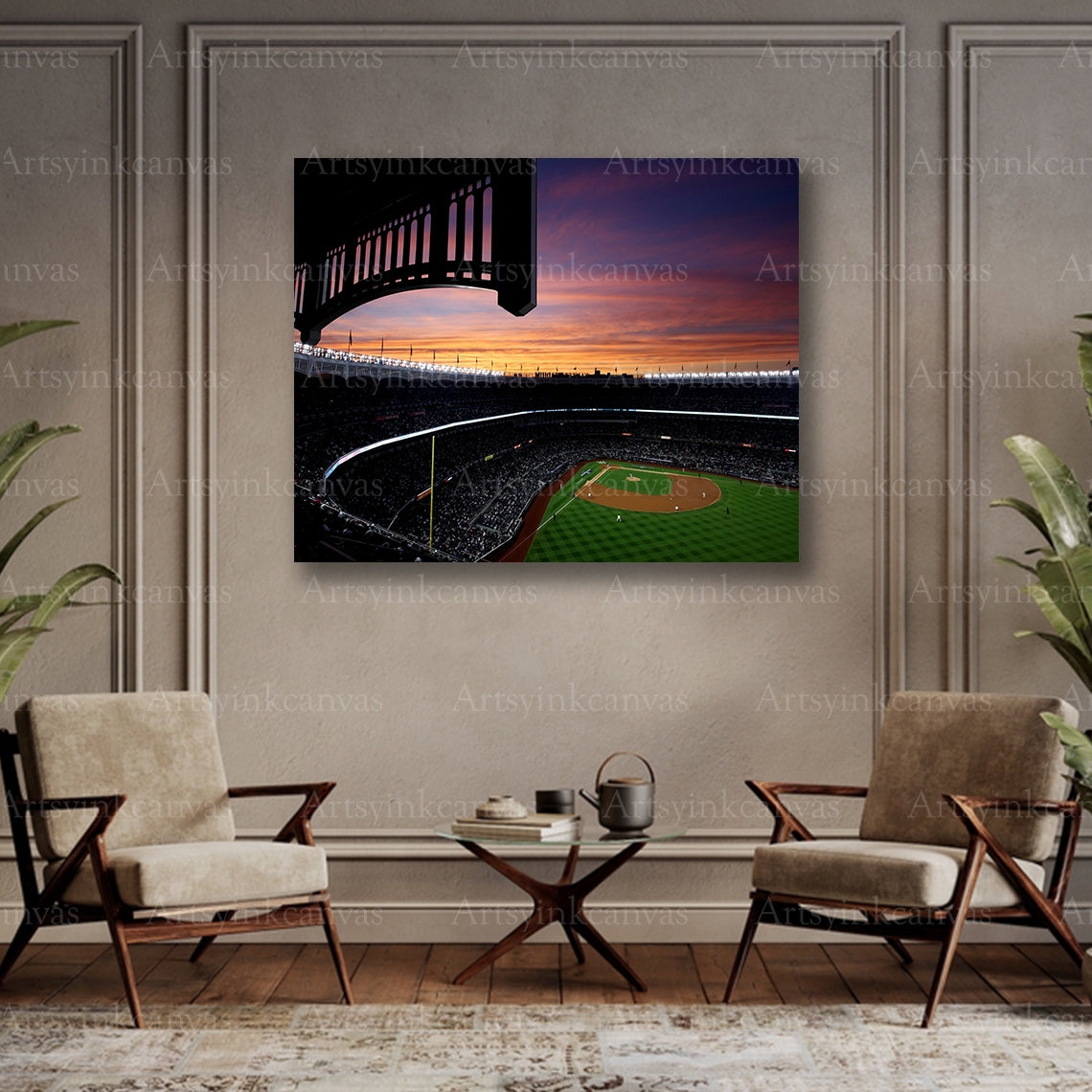 Yankee Stadium skyline sunset collector canvas