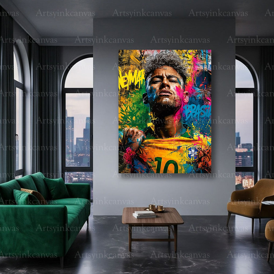 Neymar Brazilian football canvas art