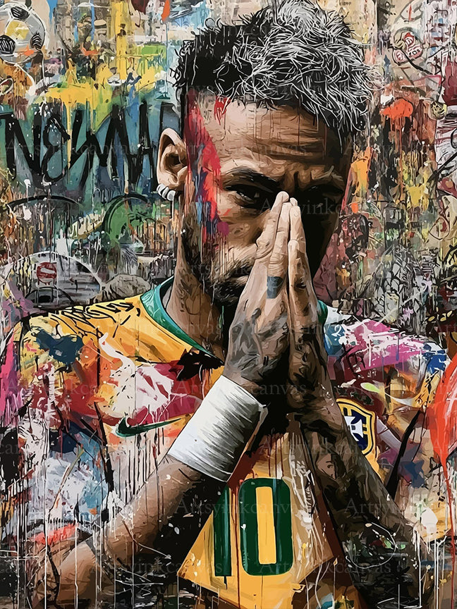 Neymar Jr graffiti canvas wall art