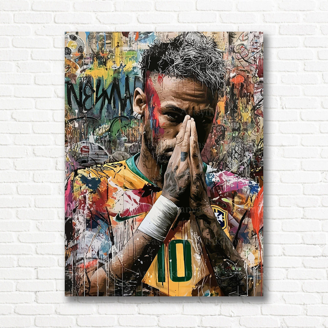Neymar Jr graffiti canvas print