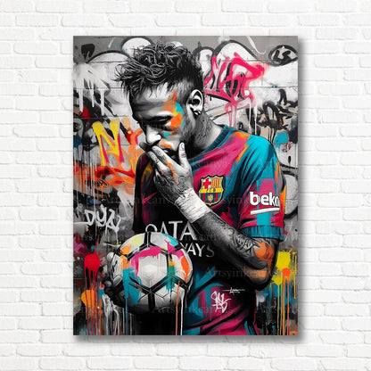 Neymar Jr Brazilian soccer star graffiti canvas print