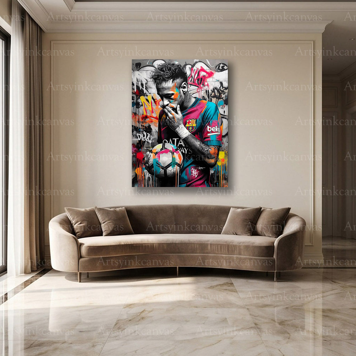 Neymar Jr creative football street art wall decor