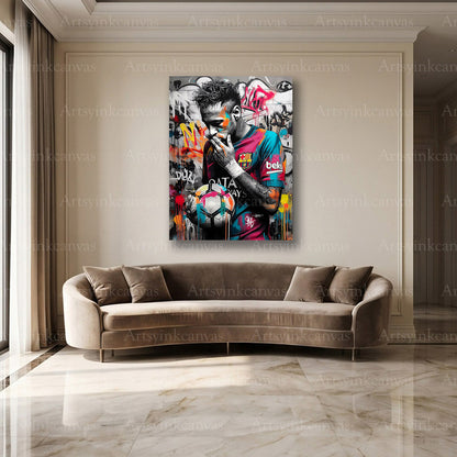 Neymar Jr creative football street art wall decor