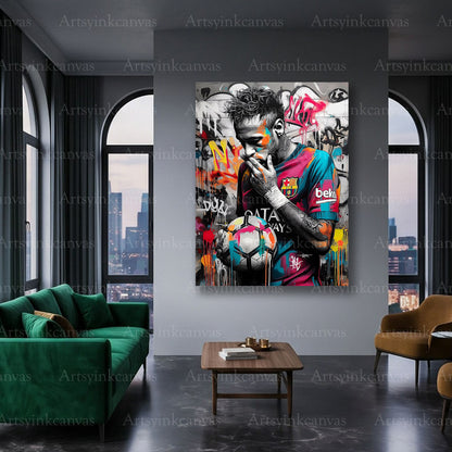 Neymar Jr modern sports graffiti wall art for fans