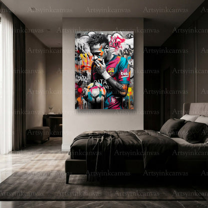 Premium Neymar Jr soccer canvas wall decor Made in USA
