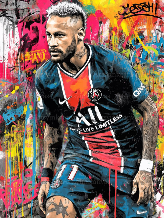 Neymar Jr Street Legend graffiti canvas wall art