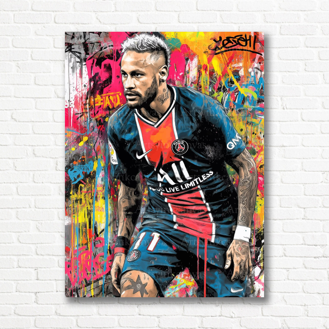 Neymar Jr soccer graffiti canvas print