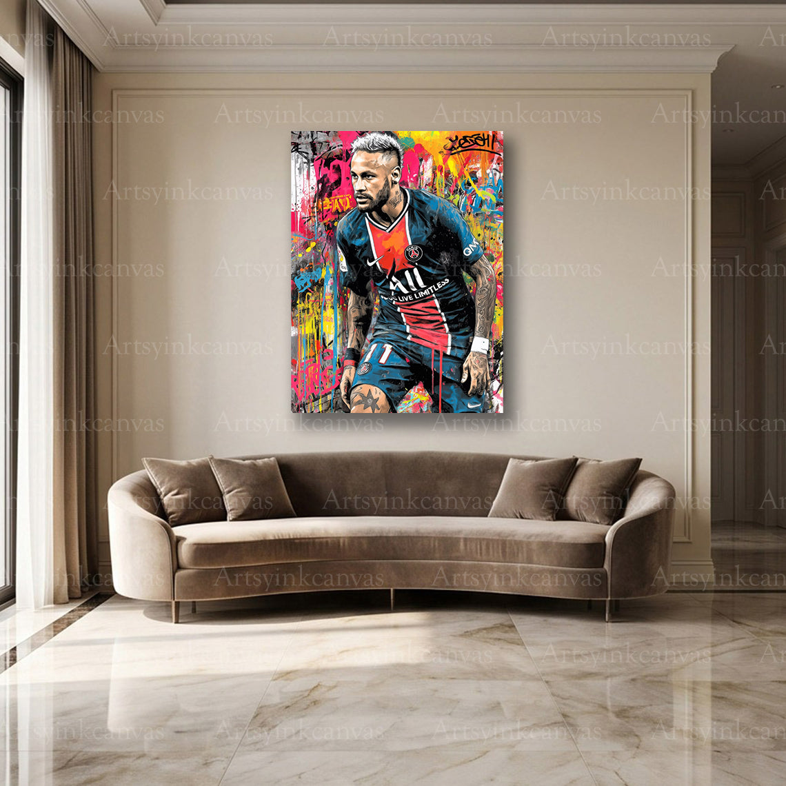 Neymar Brazilian football street art wall decor