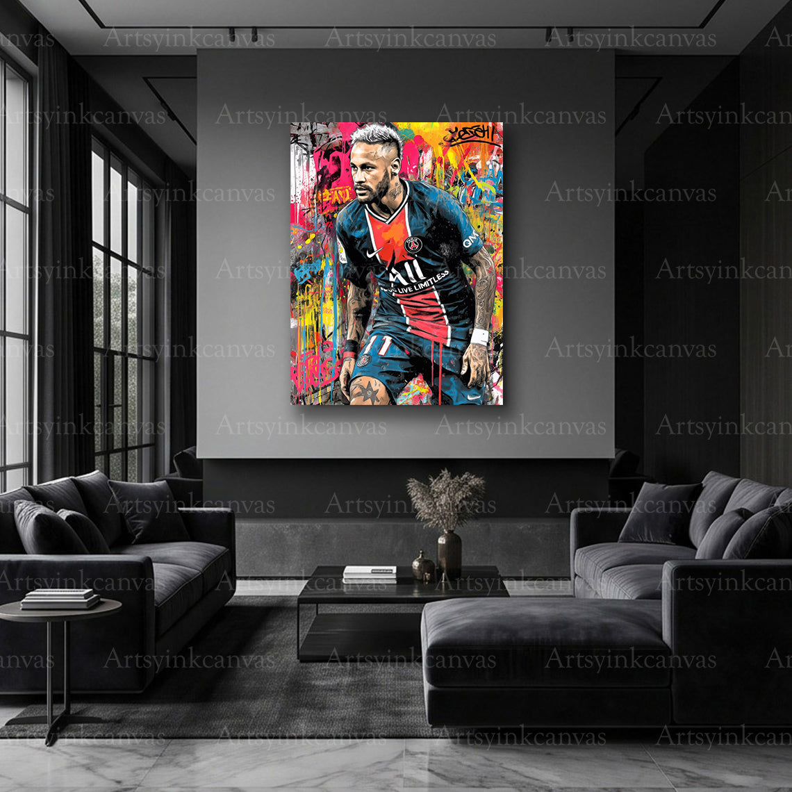 Neymar Jr soccer star urban canvas artwork
