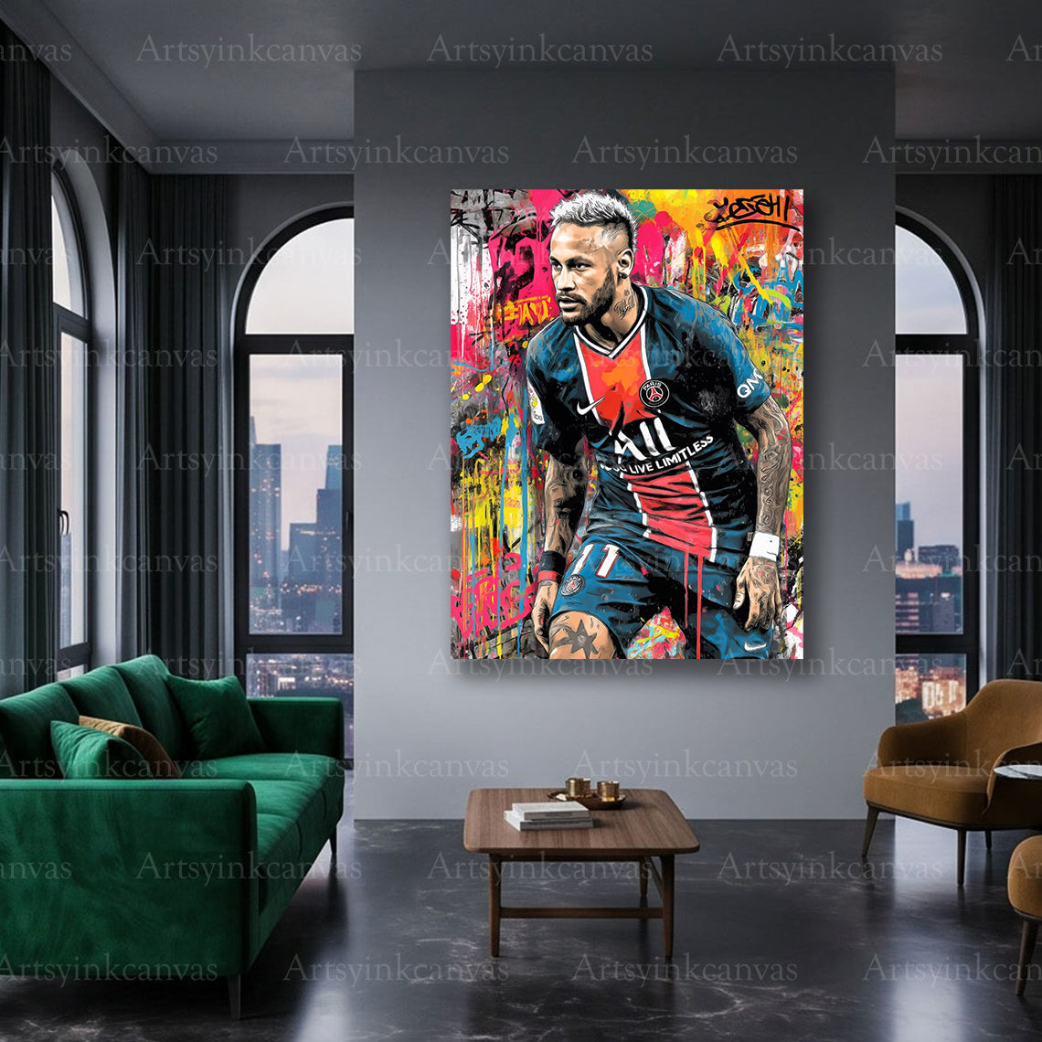Neymar Jr football graffiti sports wall art