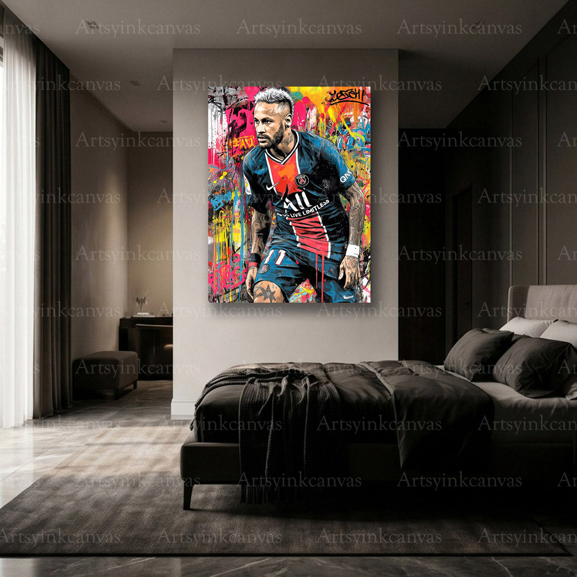 Premium Neymar Jr graffiti soccer canvas art