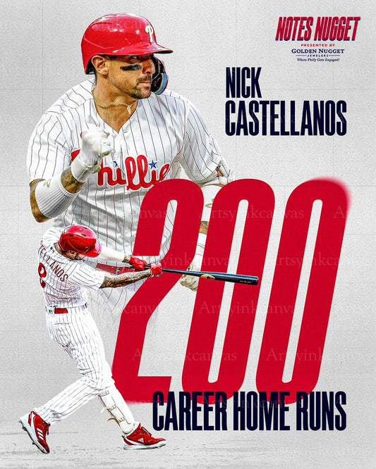 Nick Castellanos 200 career home runs canvas wall art