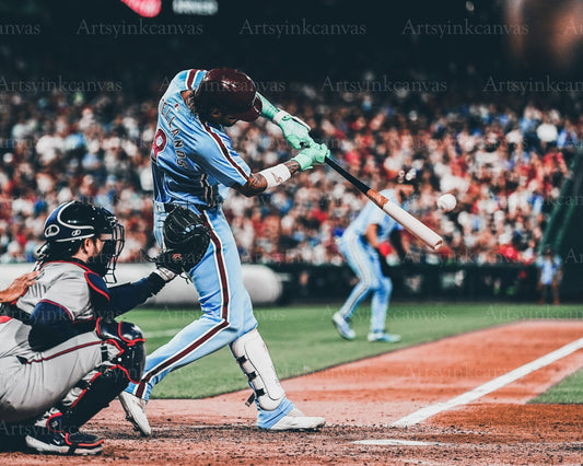 Nick Castellanos home run swing canvas wall art