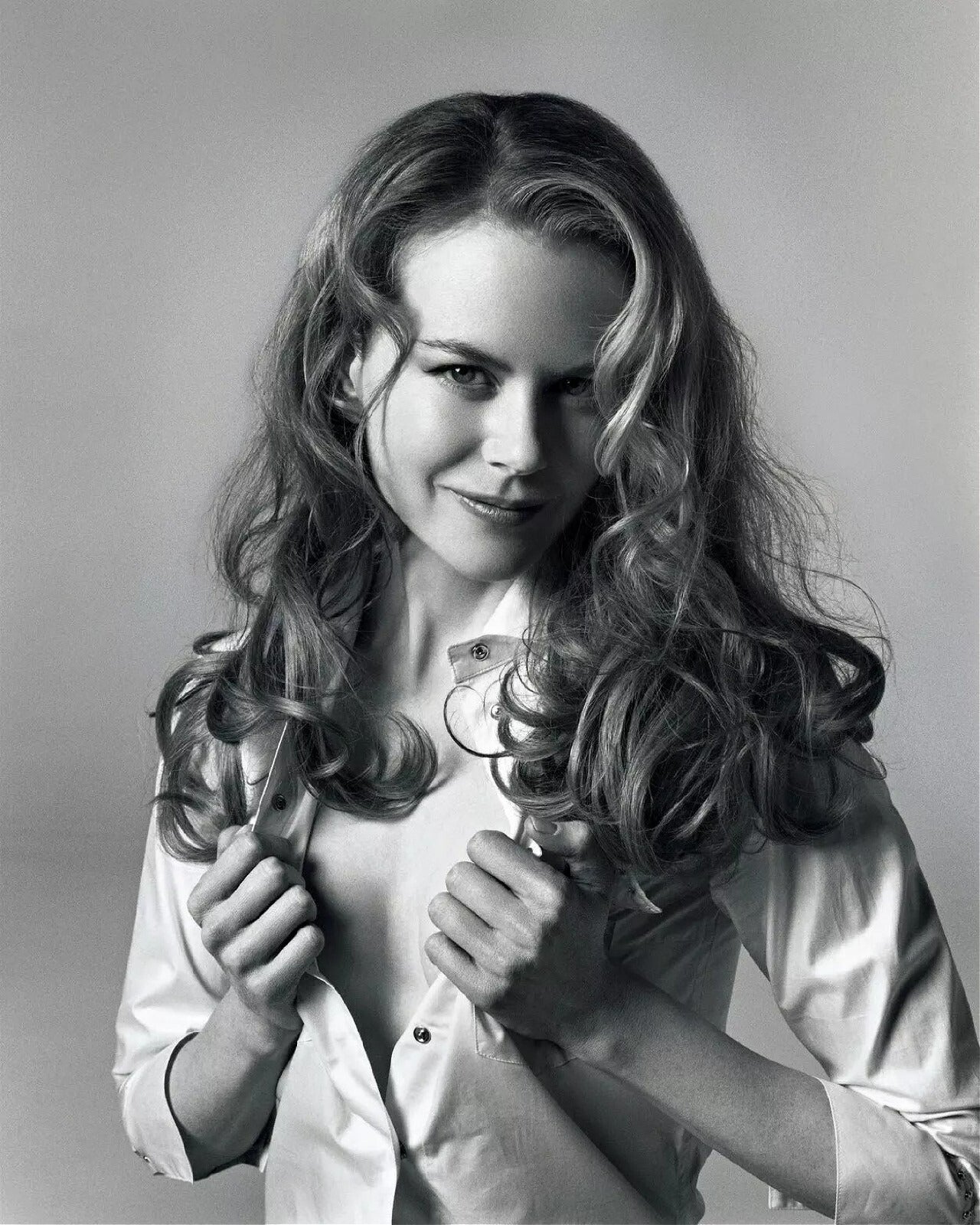 Nicole Kidman Black & White Elegance premium canvas wall art portrait