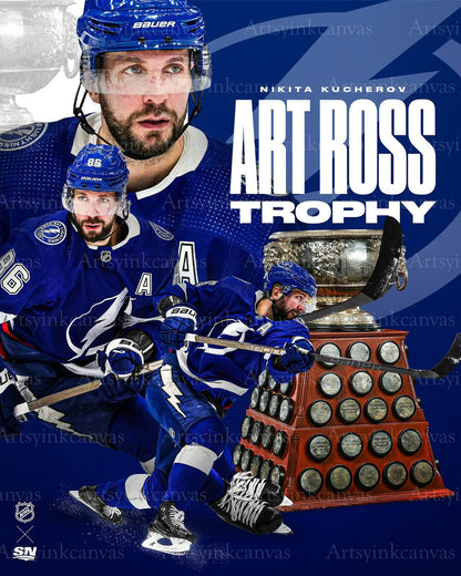 Nikita Kucherov 2024 Art Ross Trophy Tampa Bay Lightning canvas wall art