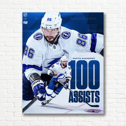 Nikita Kucherov 100 assists Lightning canvas print