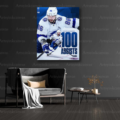 Nikita Kucherov 100 NHL milestone collector canvas