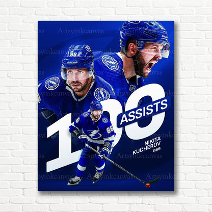 Nikita Kucherov 100 assists Lightning canvas print