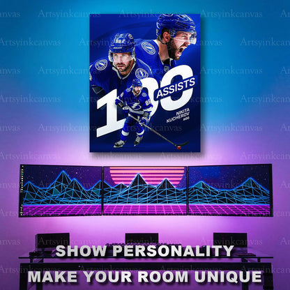 Nikita Kucherov 2023-24 100 assist season hockey artwork