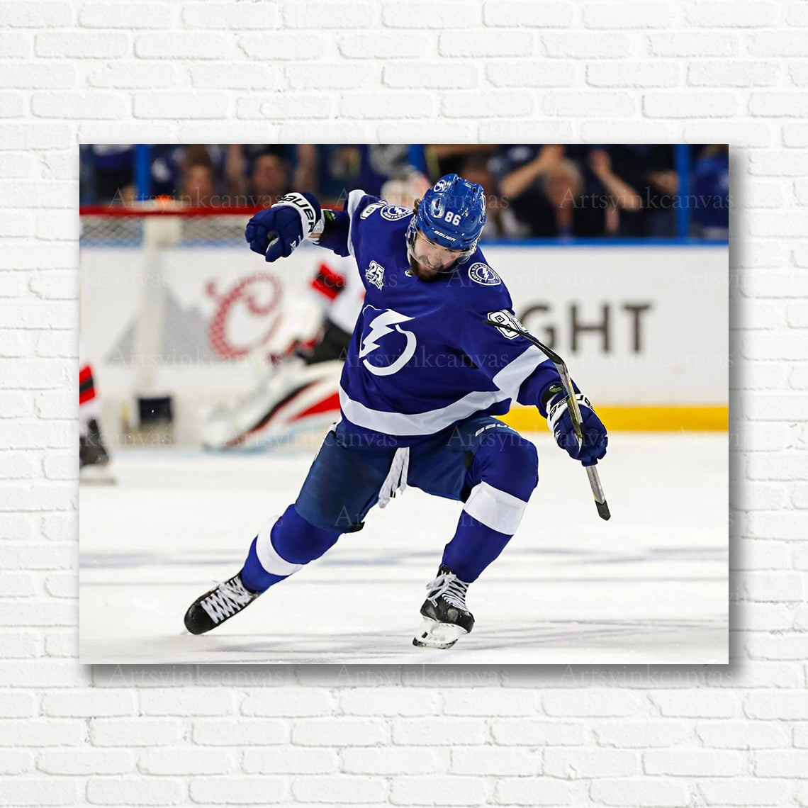 Nikita Kucherov Lightning goal celebration canvas print